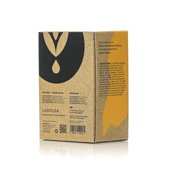 Edție de Lux: Pachet Oliviere din Ceramică Lucrate Manual:  Fleur de Sel - (sare de masă neprocesată 30g) & Oregano (5g)
